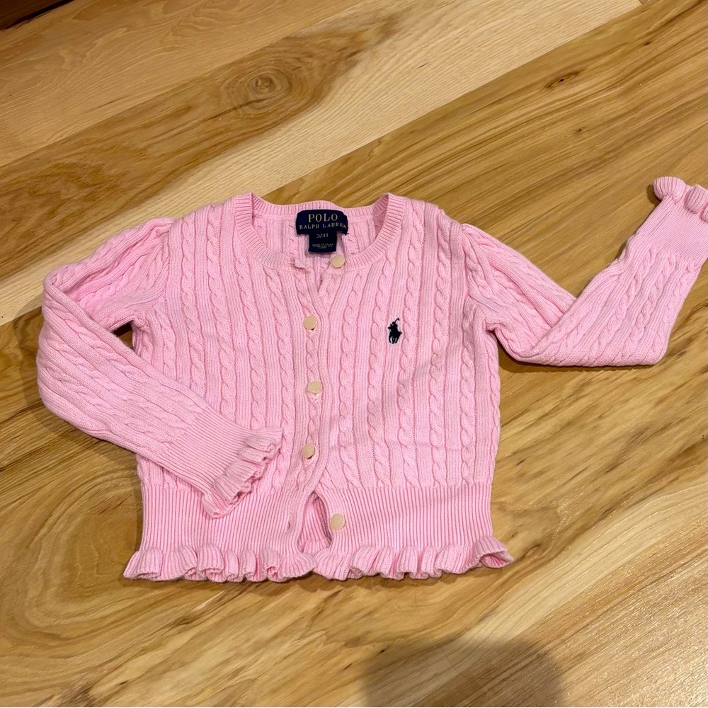 Polo Ralph Lauren pink Cardigan sweater.  3t